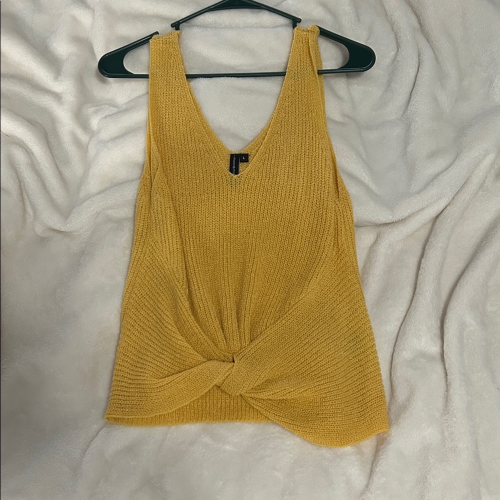 Yellow Knit Sleeveless Top